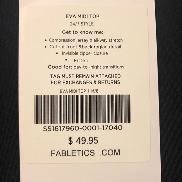 NWT Fabletics Eva Midi Top - Picture 6 of 7